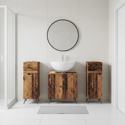 vidaXL 3 Piece Bathroom Cabinet Set BREDA 3 pcs Old Wood