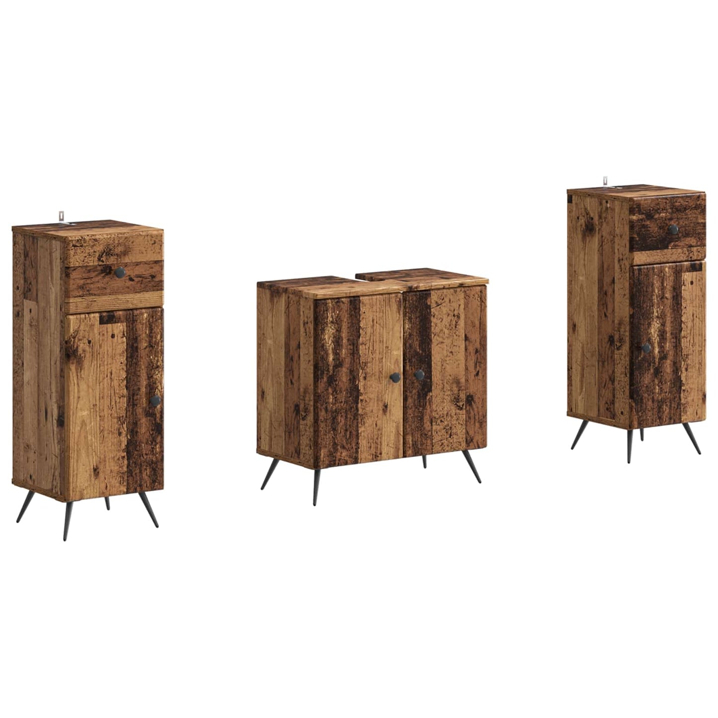 vidaXL 2 Piece Bathroom Cabinet Set BREDA Old Wood Engineered Wood