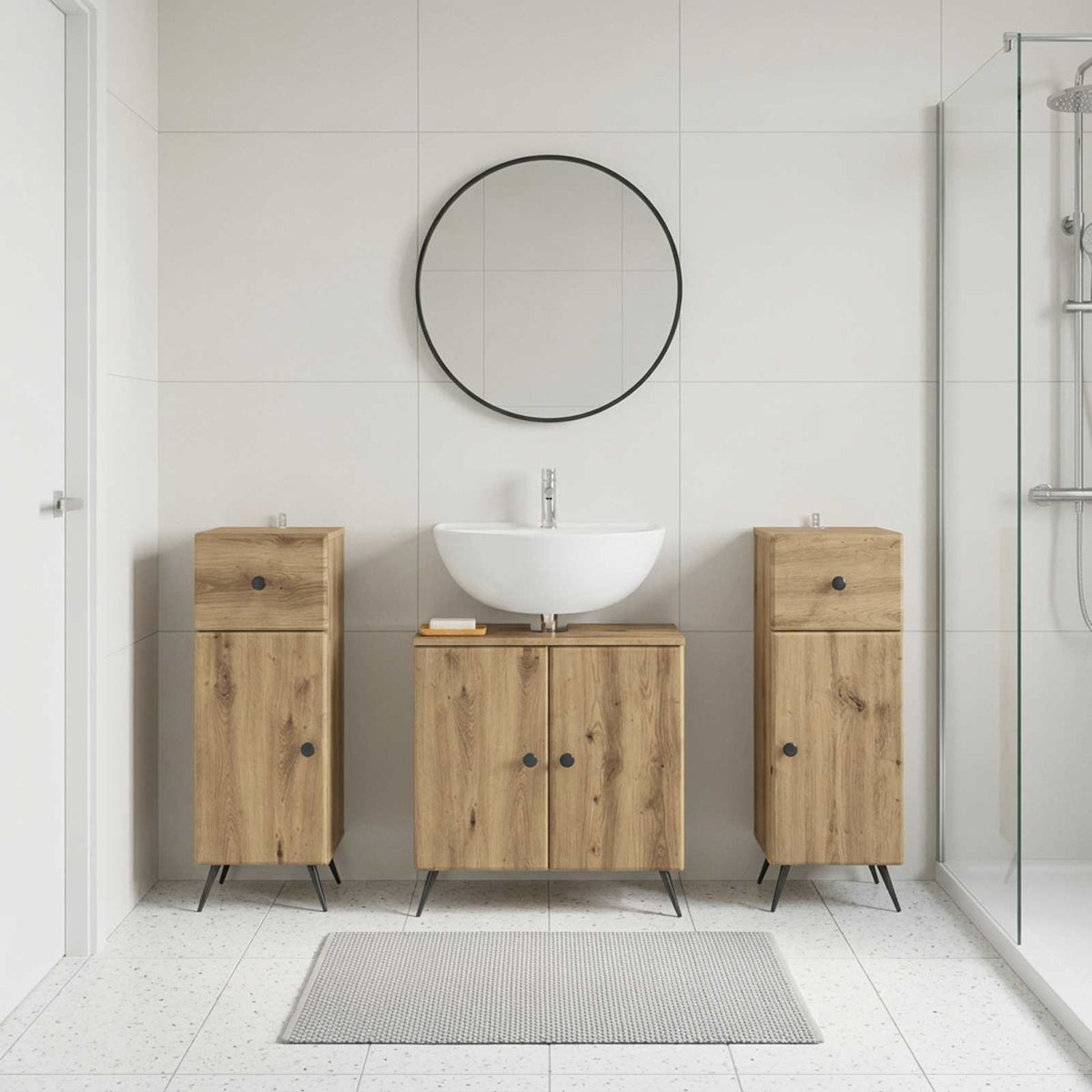 vidaXL 3 Piece Bathroom Cabinet Set BREDA 3 pcs Artisan Oak
