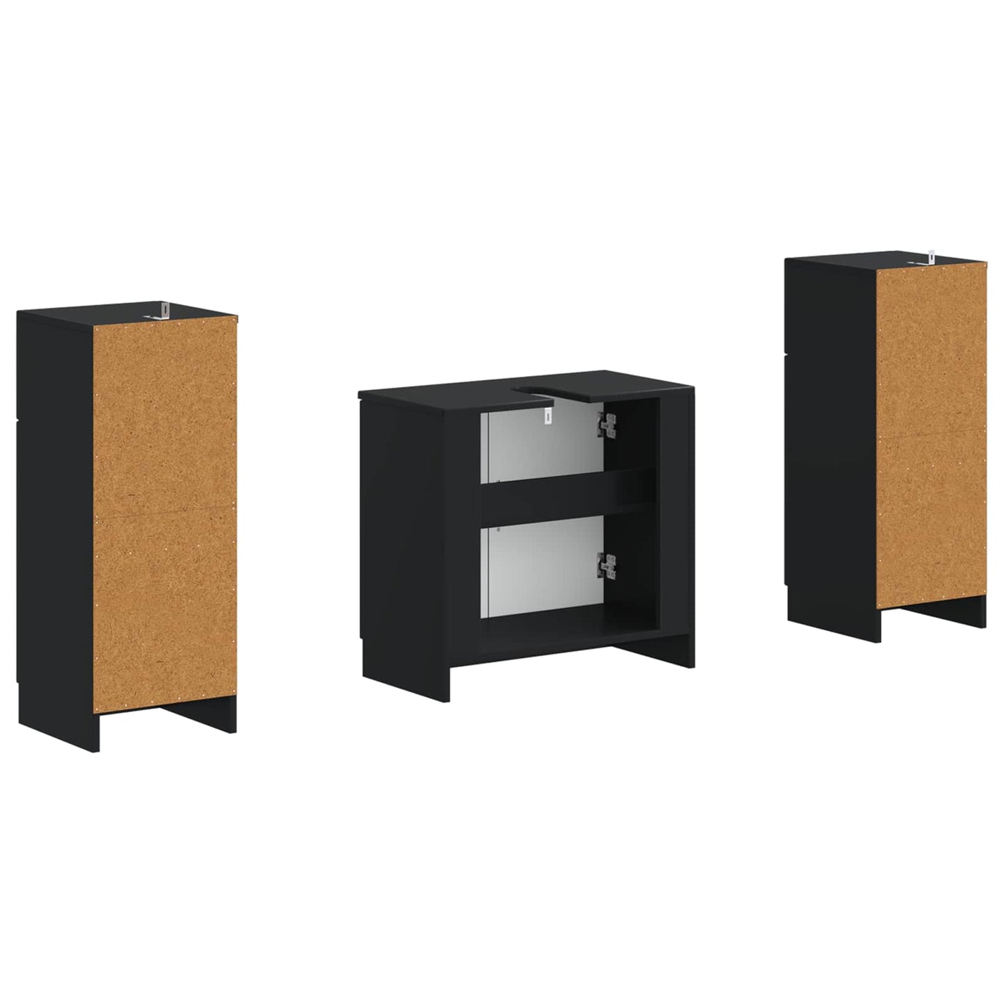 vidaXL 2 Piece Bathroom Cabinet Set UTRECHT Black Engineered Wood