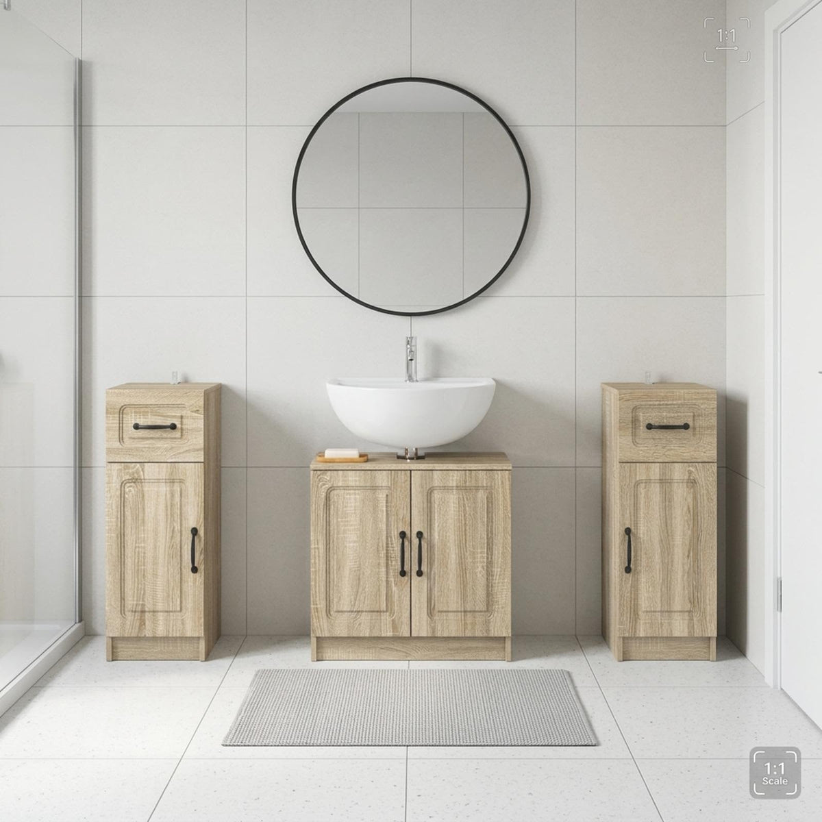vidaXL 3 Piece Bathroom Cabinet Set UTRECHT 3 pcs Sonoma Oak