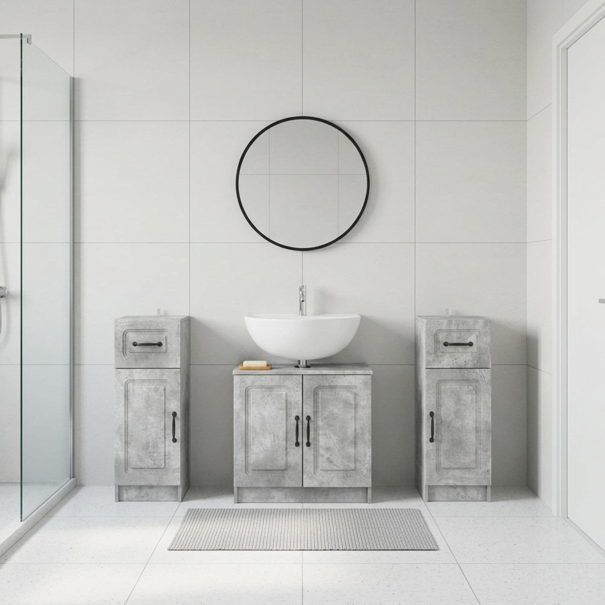 vidaXL 3 Piece Bathroom Cabinet Set UTRECHT 3 pcs Concrete Grey