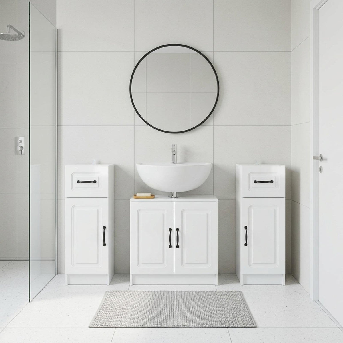 vidaXL 3 Piece Bathroom Cabinet Set UTRECHT 3 pcs High Gloss White