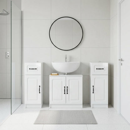 vidaXL 3 Piece Bathroom Cabinet Set UTRECHT 3 pcs High Gloss White