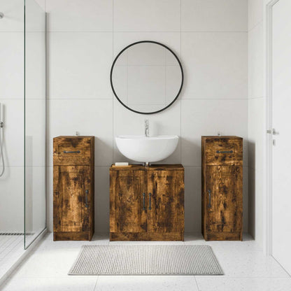 vidaXL 3 Piece Bathroom Cabinet Set UTRECHT 3 pcs Smoked Oak