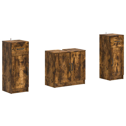 vidaXL 2 Piece Bathroom Cabinet Set UTRECHT Smoked Oak Engineered Wood