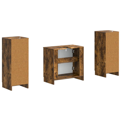 vidaXL 2 Piece Bathroom Cabinet Set UTRECHT Smoked Oak Engineered Wood