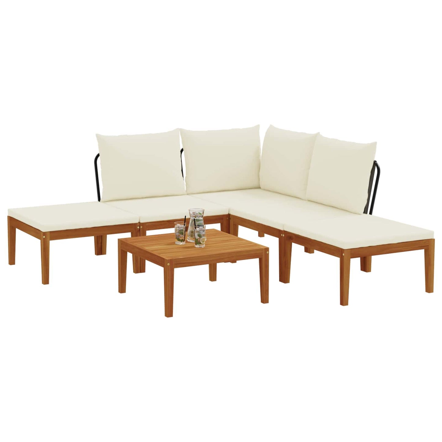 vidaXL 6 pcs Solid Acacia Wood & Rope Natural