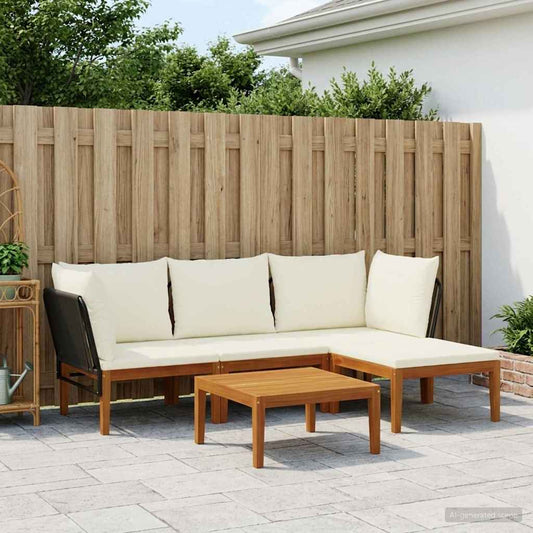 vidaXL 5 pcs Solid Acacia Wood & Rope Natural