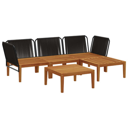 vidaXL 5 pcs Solid Acacia Wood & Rope Natural
