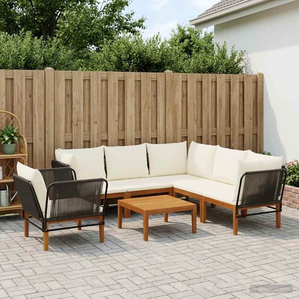 vidaXL 7 pcs Solid Acacia Wood & Rope Natural