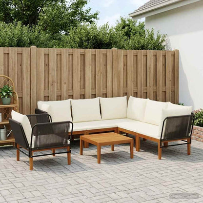 vidaXL 7 pcs Solid Acacia Wood & Rope Natural