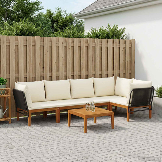 vidaXL 6 pcs Solid Acacia Wood & Rope Natural