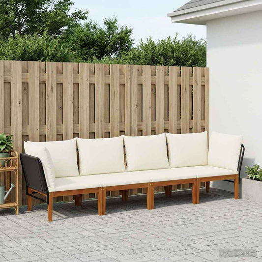 vidaXL 4 pcs Solid Acacia Wood & Rope Natural
