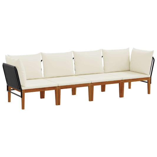 vidaXL 4 pcs Solid Acacia Wood & Rope Natural