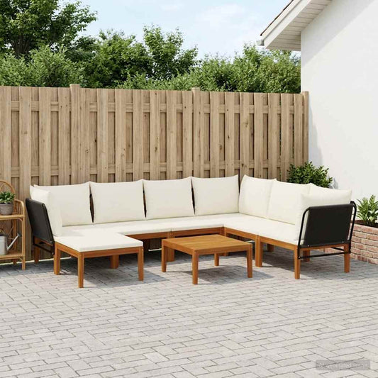 vidaXL 8 pcs Solid Acacia Wood & Rope Natural