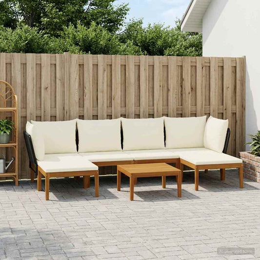vidaXL 7 pcs Solid Acacia Wood & Rope Natural