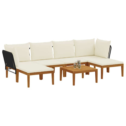 vidaXL 7 pcs Solid Acacia Wood & Rope Natural