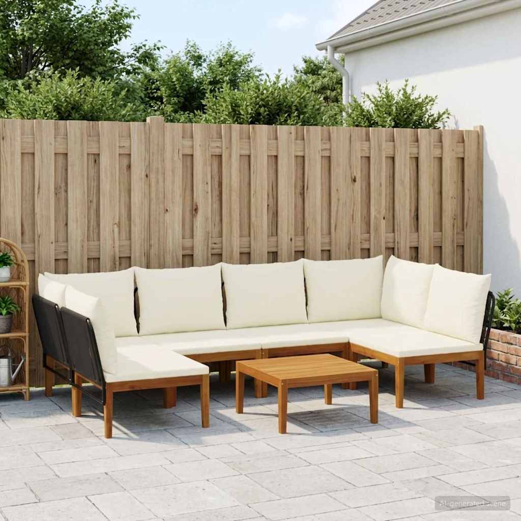 vidaXL 7 pcs Solid Acacia Wood & Rope Natural