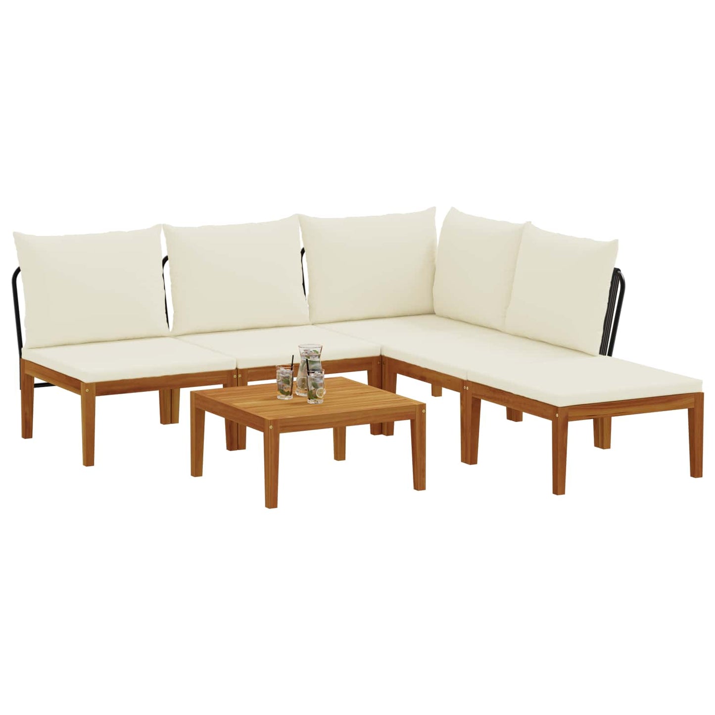 vidaXL 6 pcs Solid Acacia Wood & Rope Natural