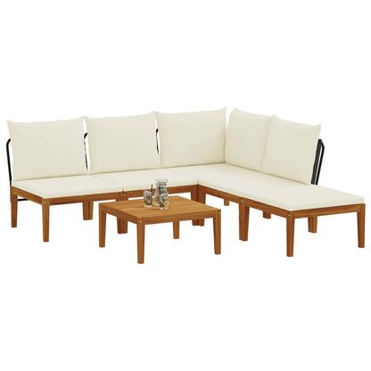 vidaXL 6 pcs Solid Acacia Wood & Rope Natural
