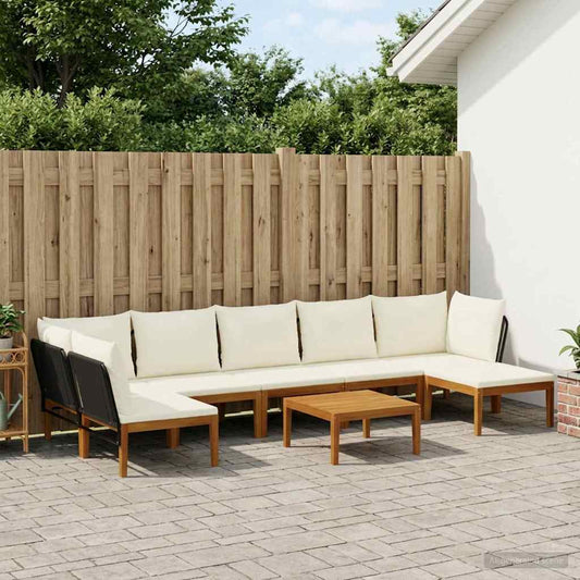 vidaXL 8 pcs Solid Acacia Wood & Rope Natural