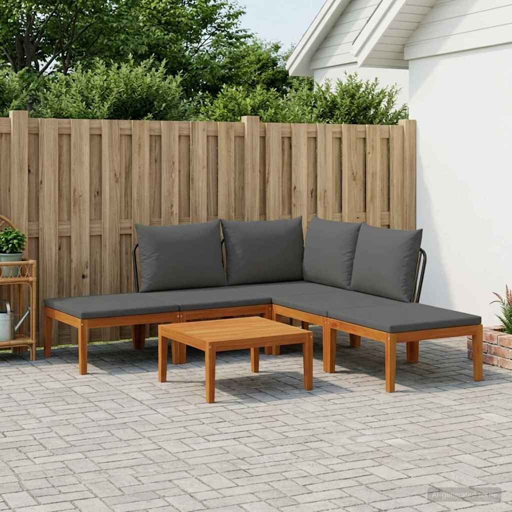 vidaXL 6 pcs Solid Acacia Wood & Rope Natural