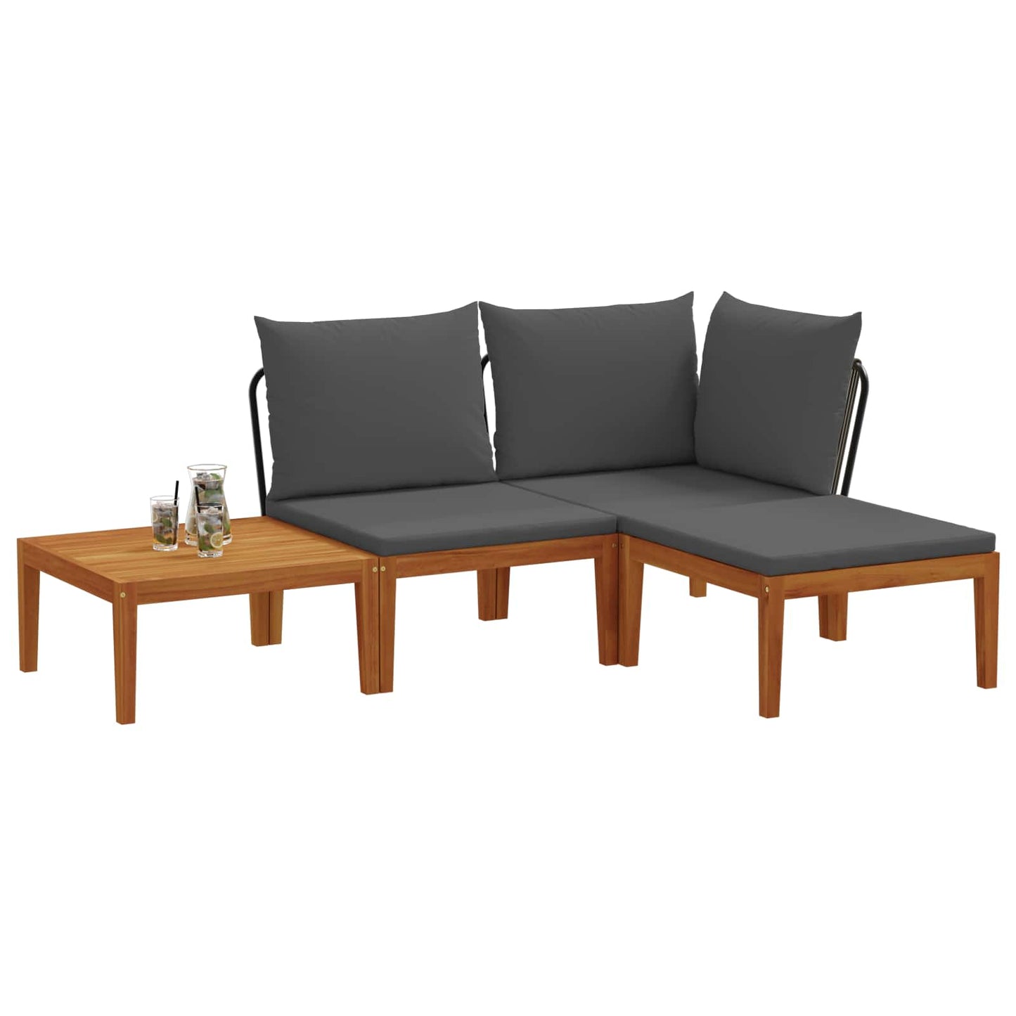 vidaXL 4 pcs Solid Acacia Wood & Rope Natural