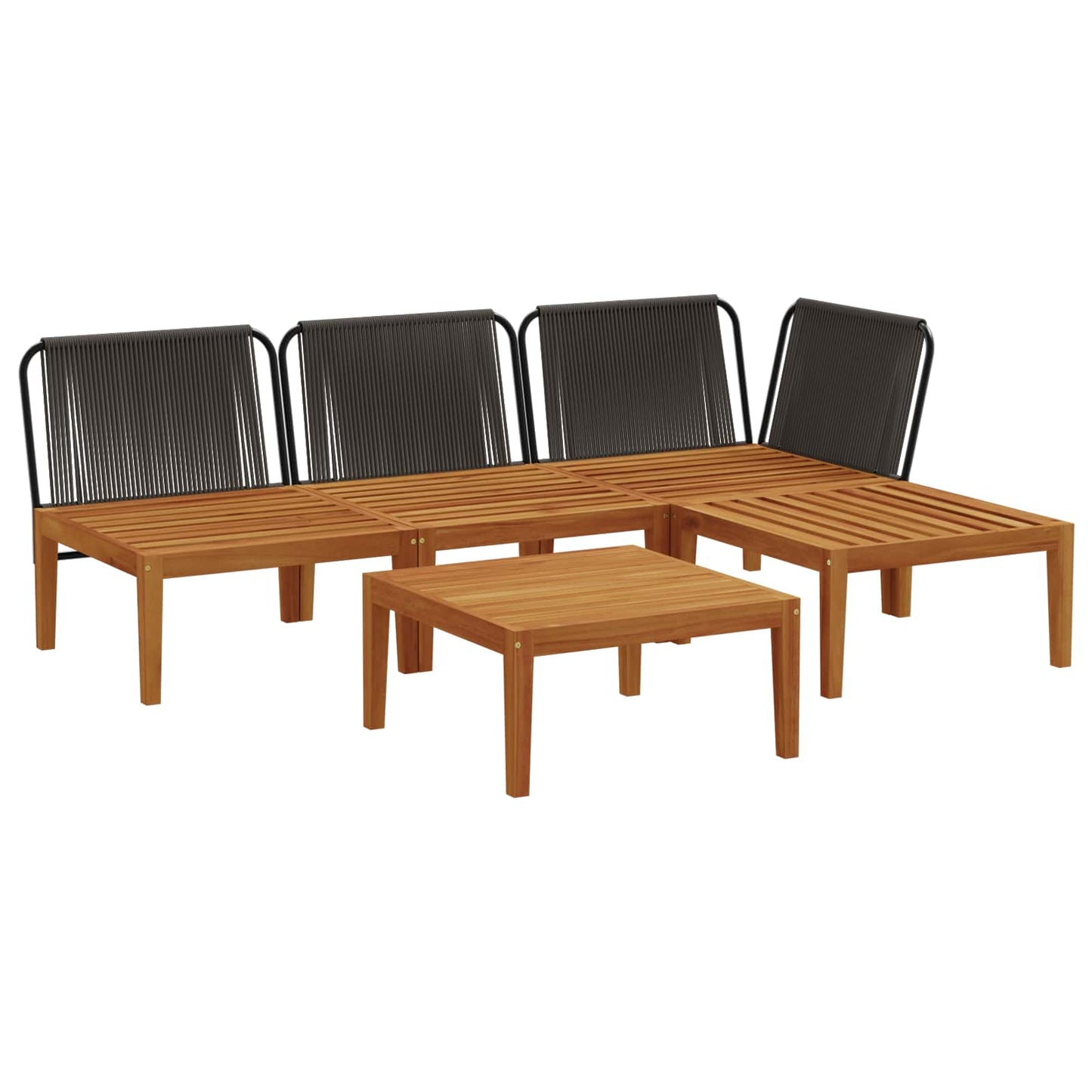 vidaXL 5 pcs Garden Lounge Set with Cushions Solid Acacia Wood & Rope
