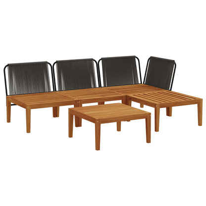 vidaXL 5 pcs Garden Lounge Set with Cushions Solid Acacia Wood & Rope