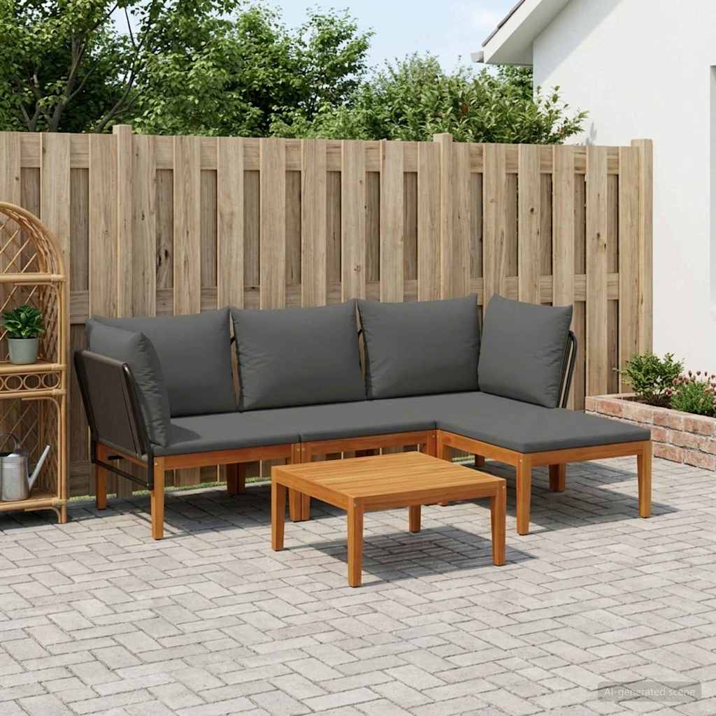 vidaXL 5 pcs Solid Acacia Wood & Rope Natural