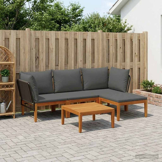 vidaXL 5 pcs Solid Acacia Wood & Rope Natural