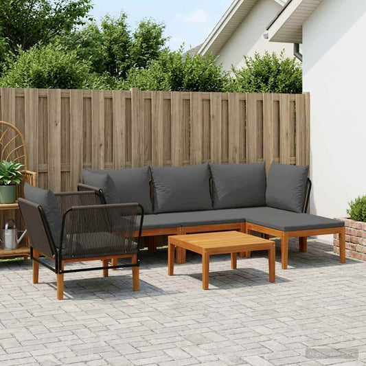 vidaXL 6 pcs Solid Acacia Wood & Rope Natural