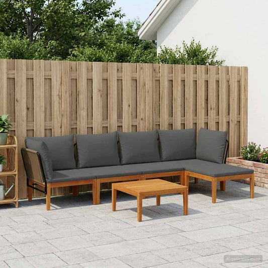 vidaXL 6 pcs Solid Acacia Wood & Rope Natural