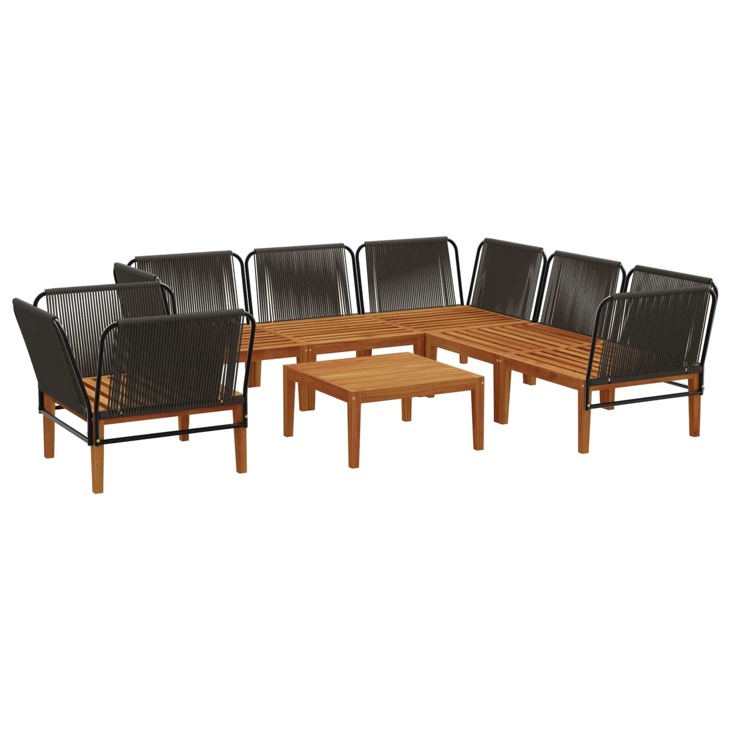 vidaXL 7 pcs Solid Acacia Wood & Rope Natural