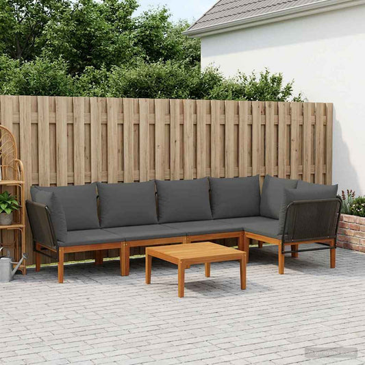 vidaXL 6 pcs Solid Acacia Wood & Rope Natural