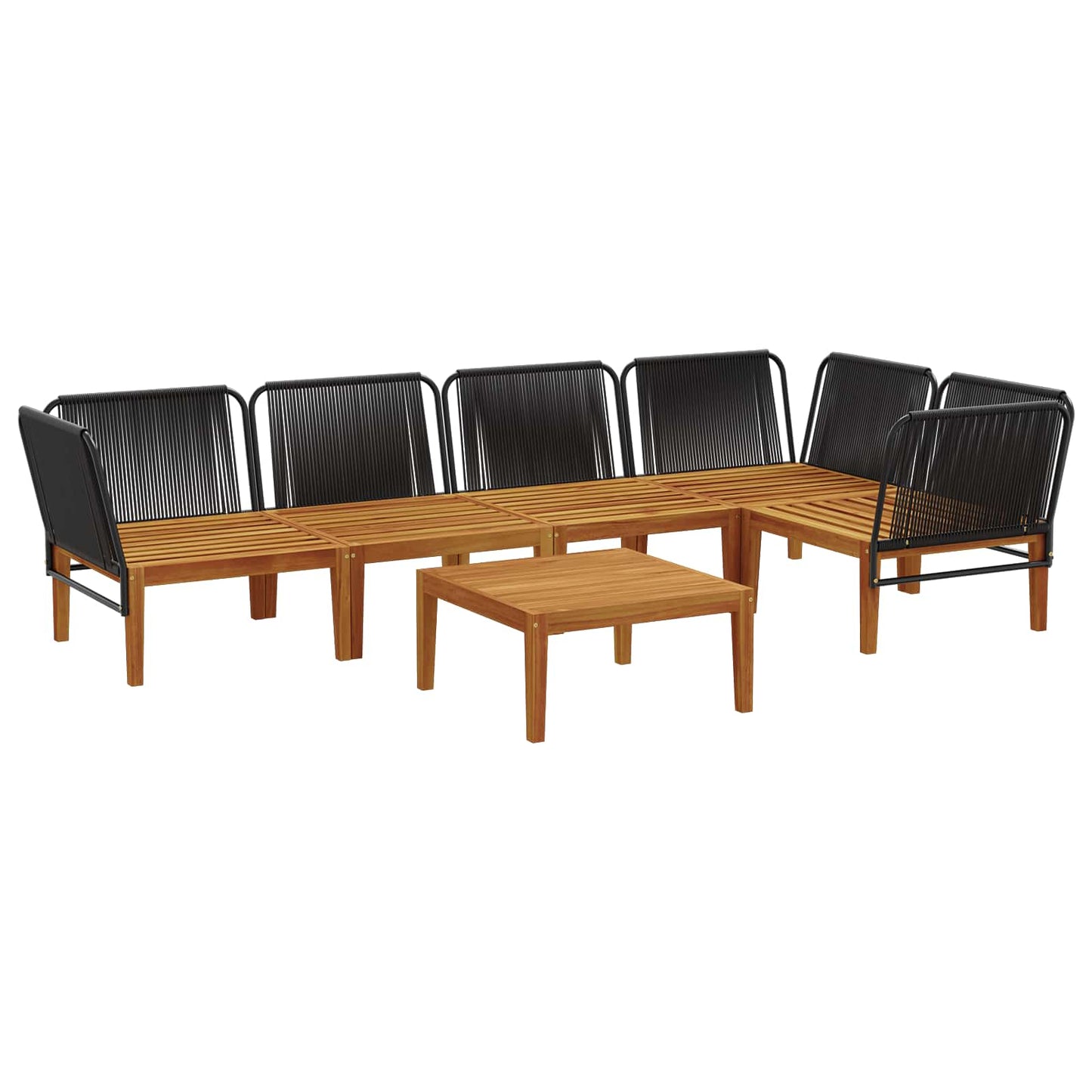 vidaXL 6 pcs Solid Acacia Wood & Rope Natural