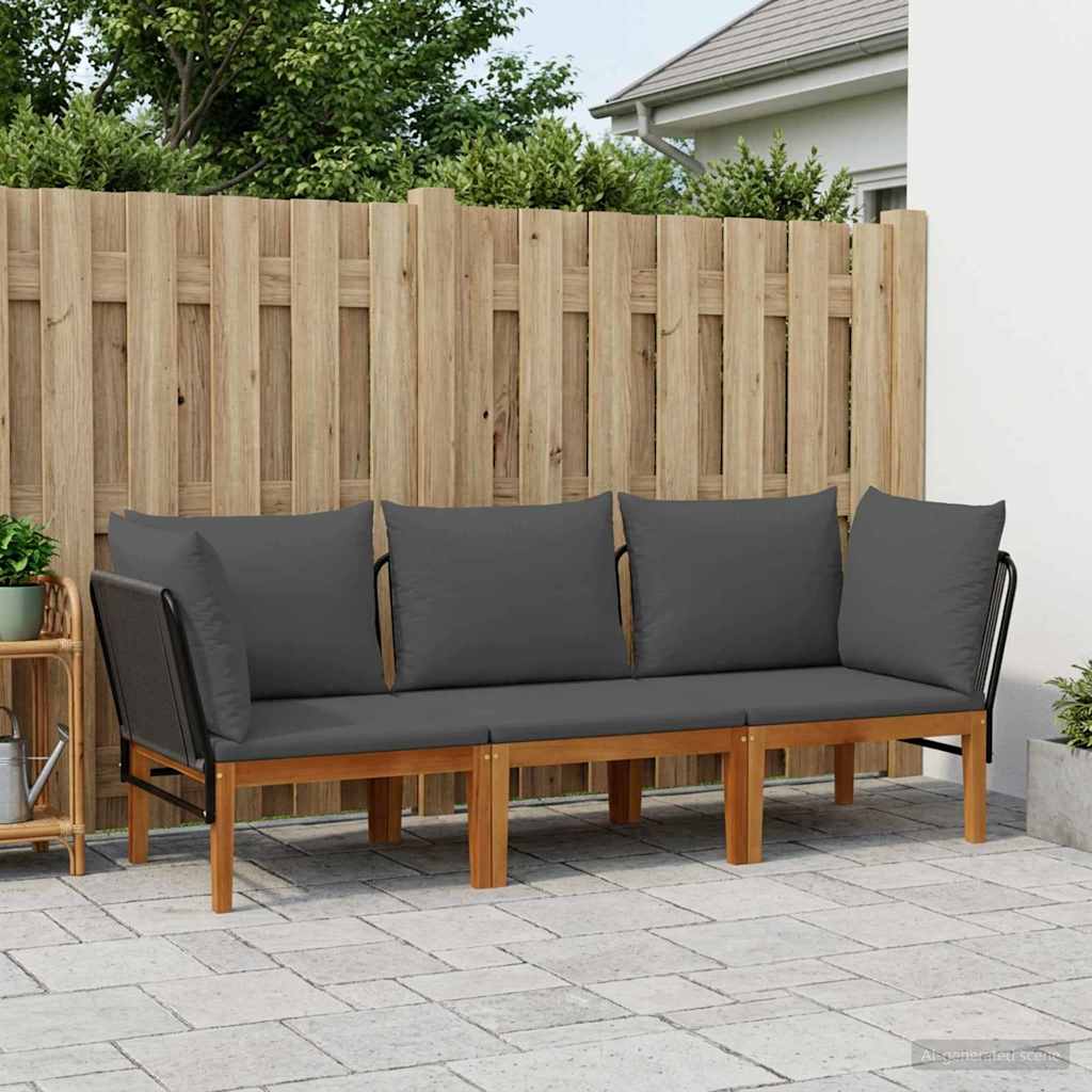vidaXL 3 pcs Solid Acacia Wood & Rope Natural