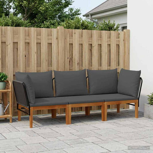 vidaXL 3 pcs Solid Acacia Wood & Rope Natural