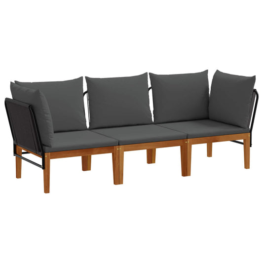 vidaXL 3 pcs Solid Acacia Wood & Rope Natural