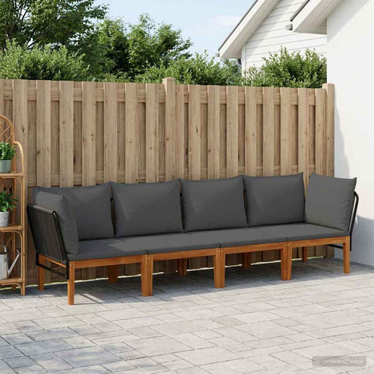 vidaXL 4 pcs Solid Acacia Wood & Rope Natural