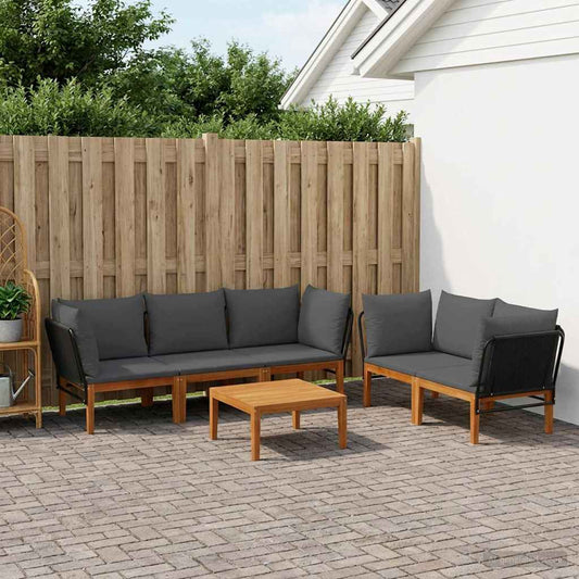 vidaXL 6 pcs Solid Acacia Wood & Rope Natural