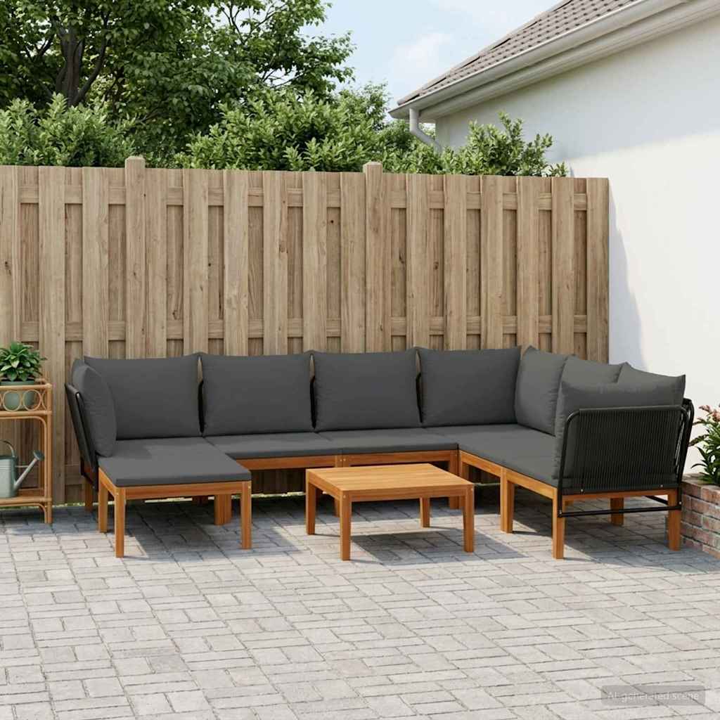 vidaXL 8 pcs Solid Acacia Wood & Rope Natural