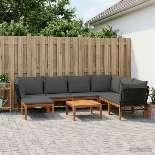 vidaXL 8 pcs Solid Acacia Wood & Rope Natural