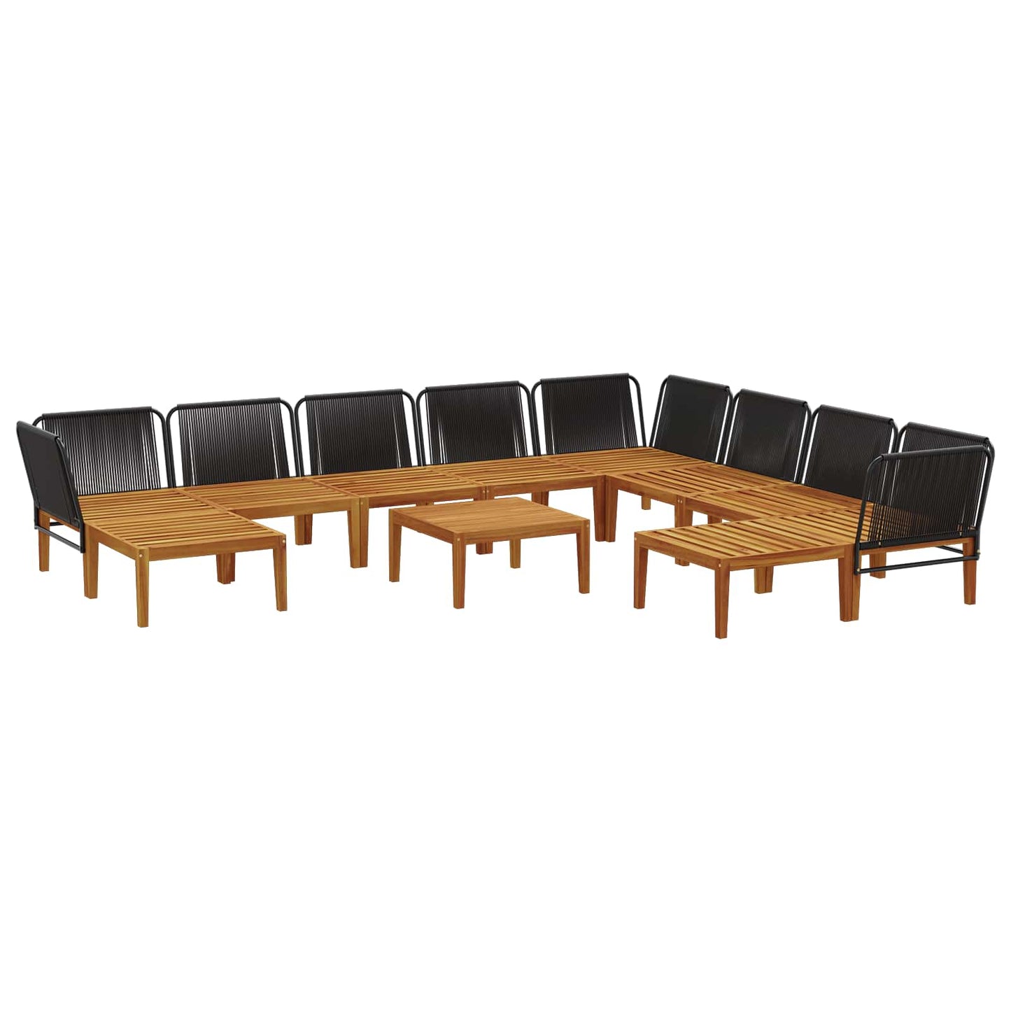 vidaXL 11 pcs Solid Acacia Wood & Rope Natural