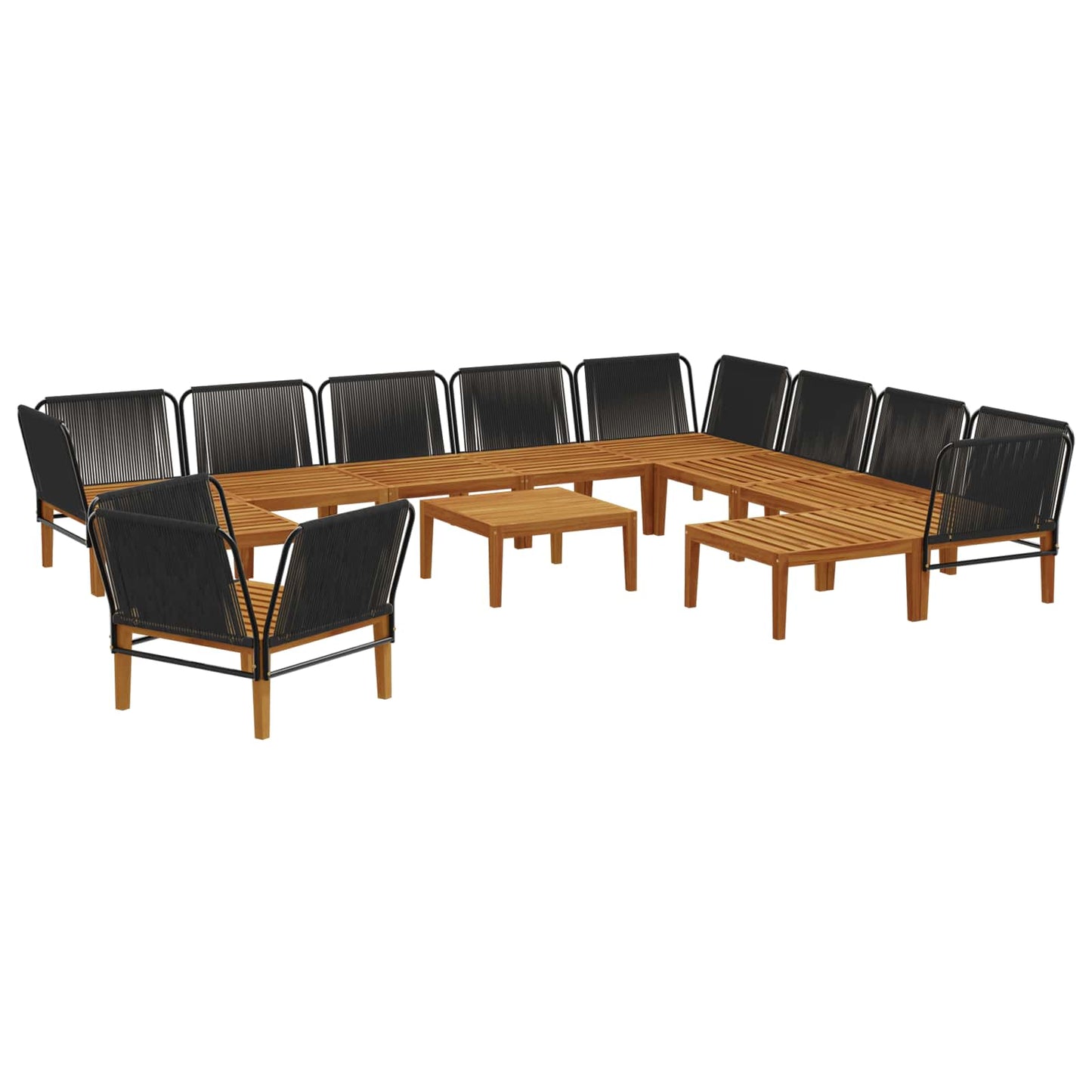 vidaXL 12 pcs Solid Acacia Wood & Rope Natural