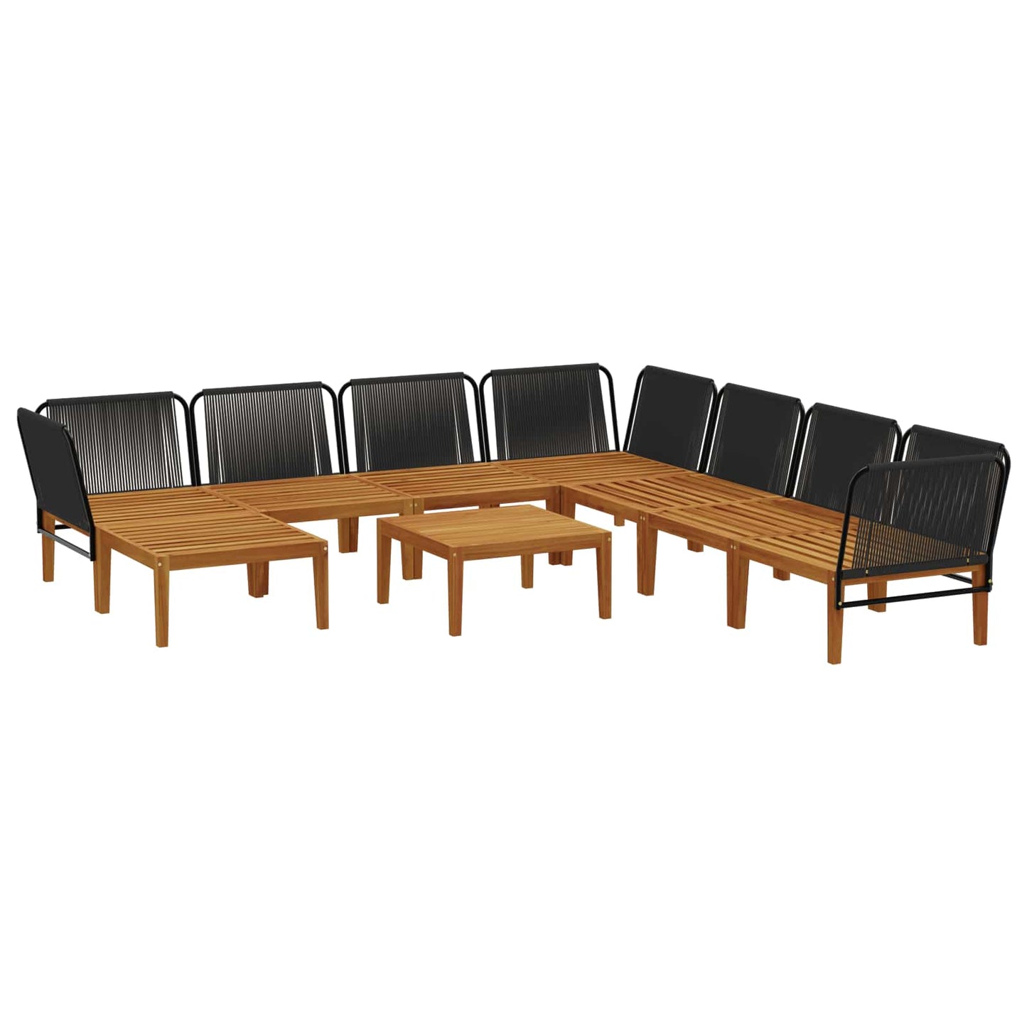 vidaXL 9 pcs Solid Acacia Wood & Rope Natural