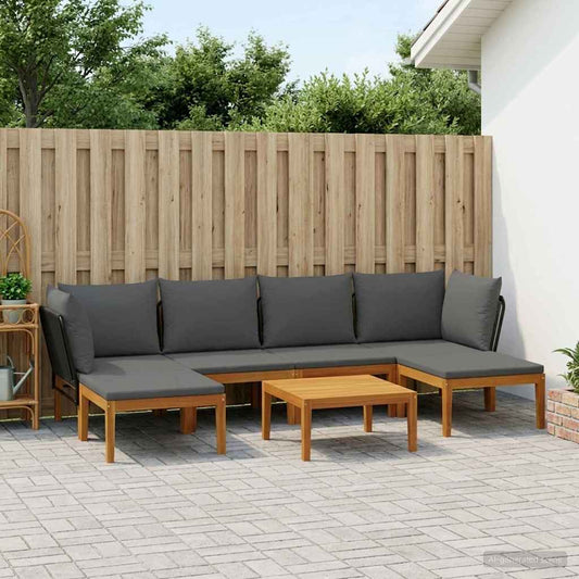vidaXL 7 pcs Solid Acacia Wood & Rope Natural
