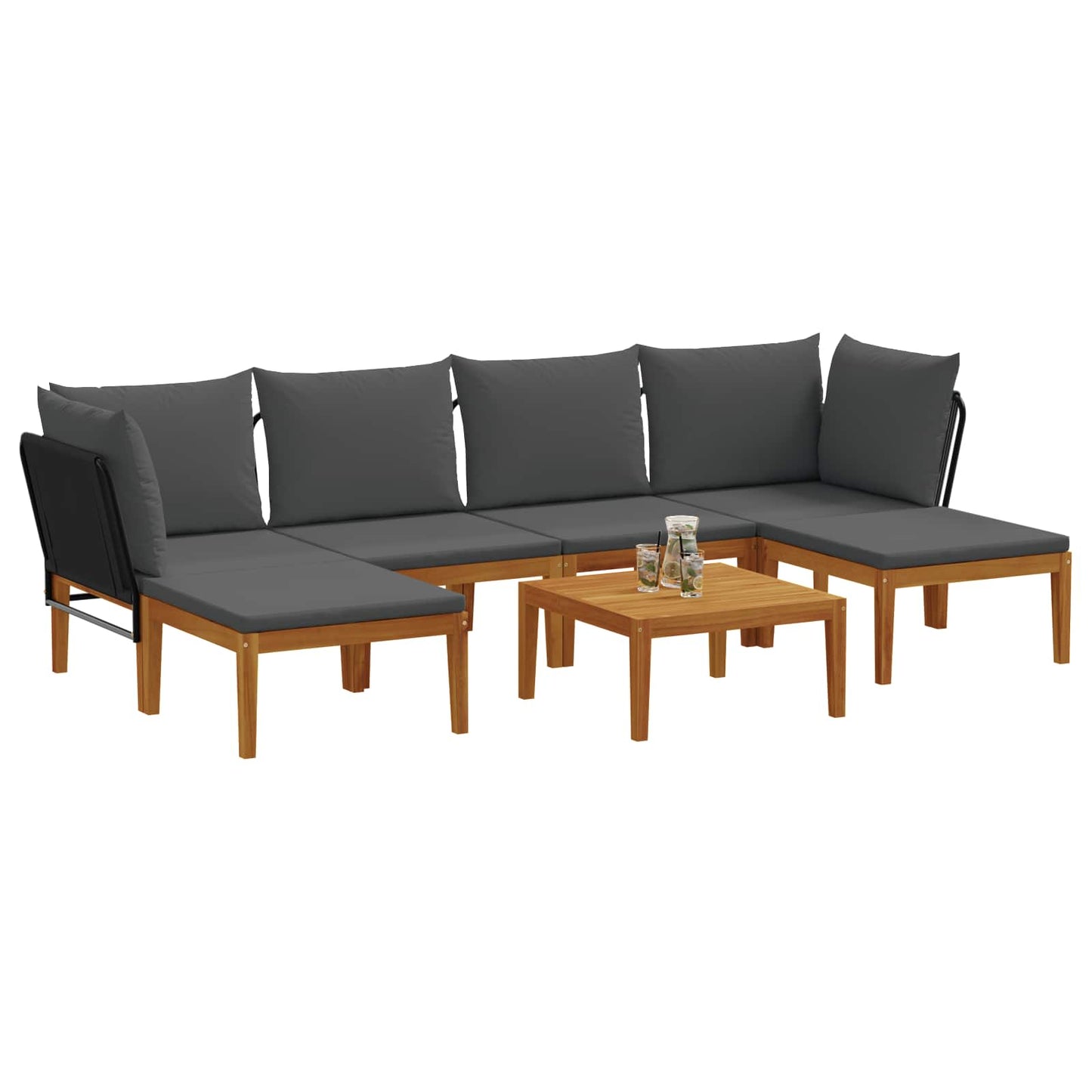 vidaXL 7 pcs Solid Acacia Wood & Rope Natural