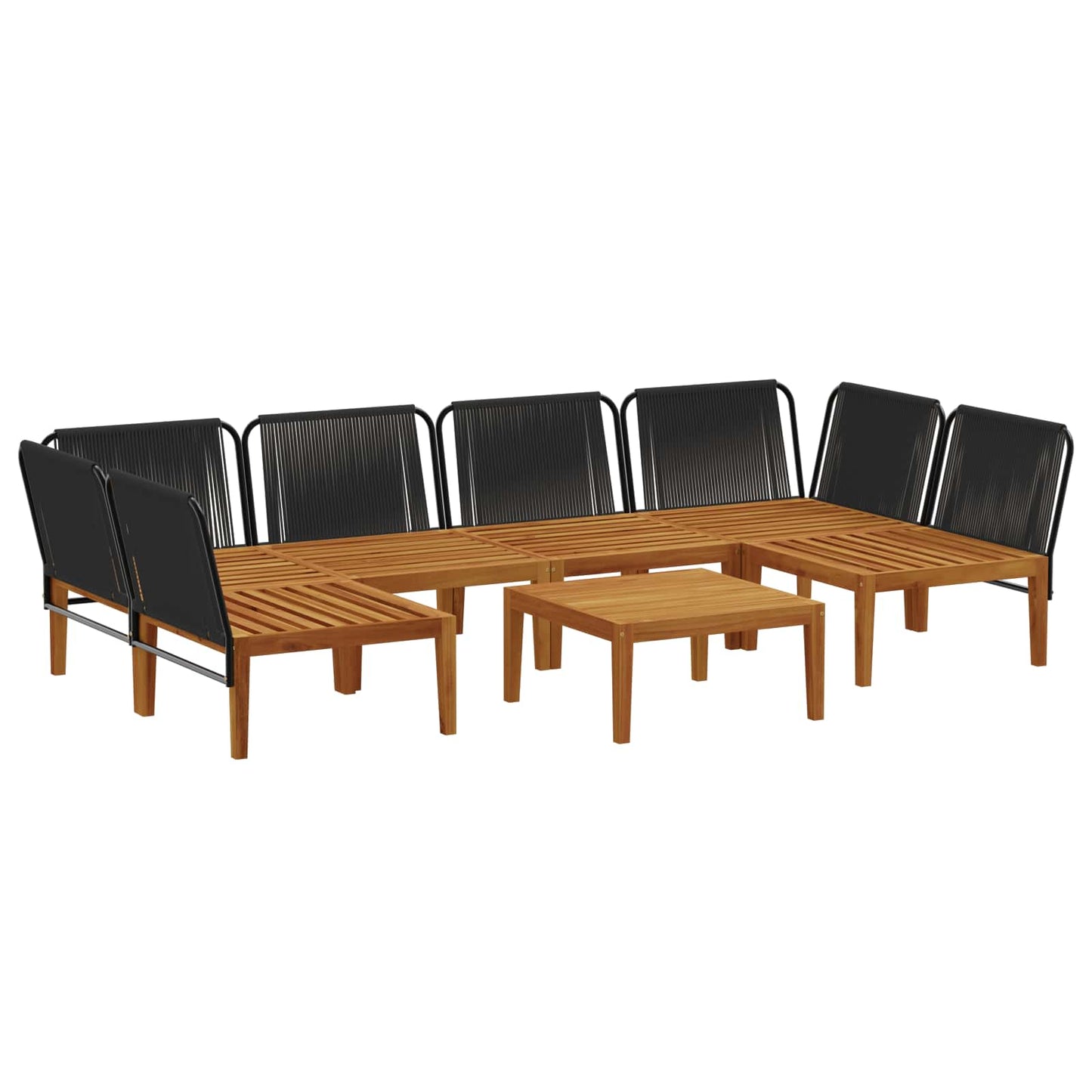 vidaXL 7 pcs Solid Acacia Wood & Rope Natural